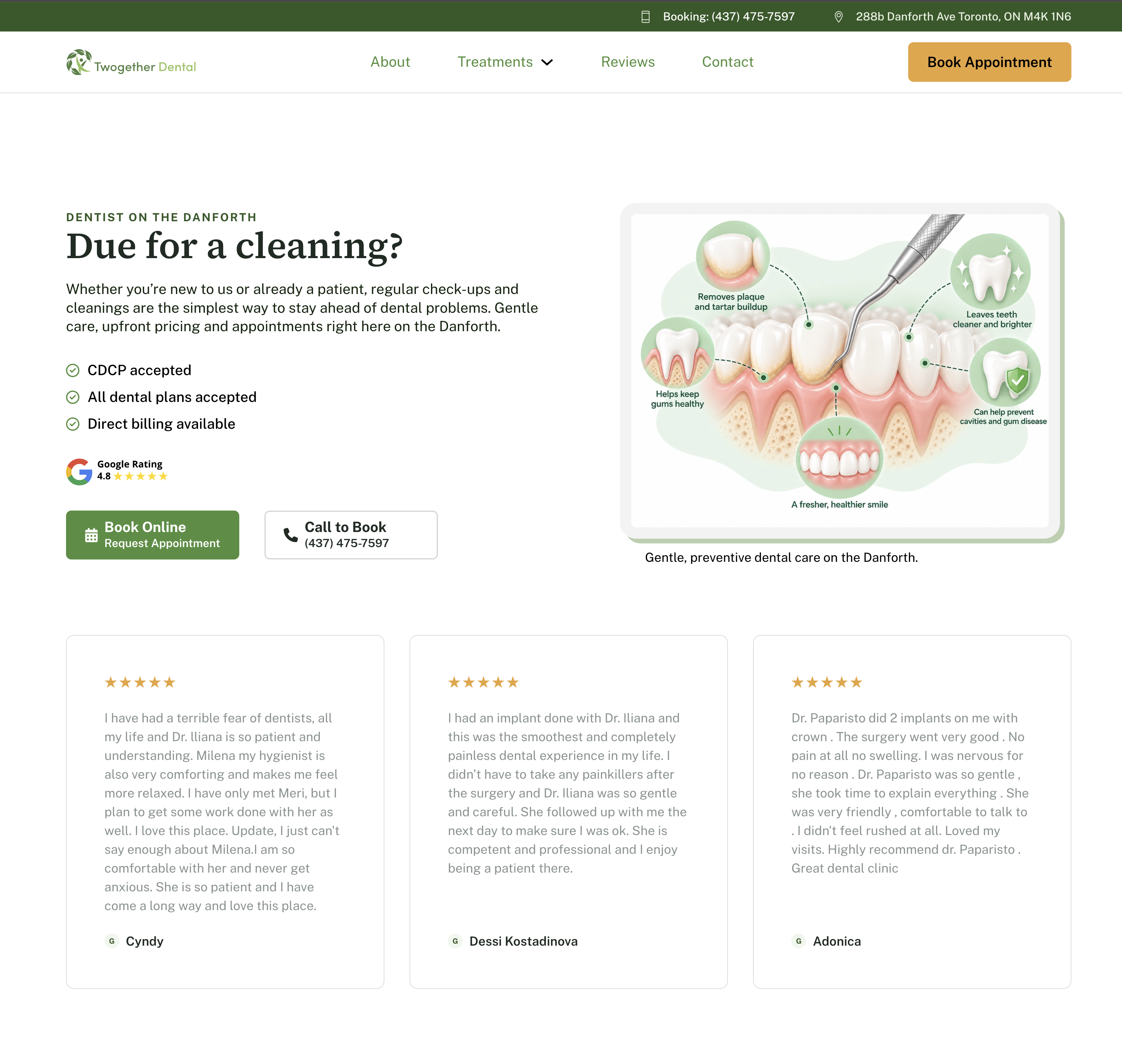 Twogether Dental website homepage